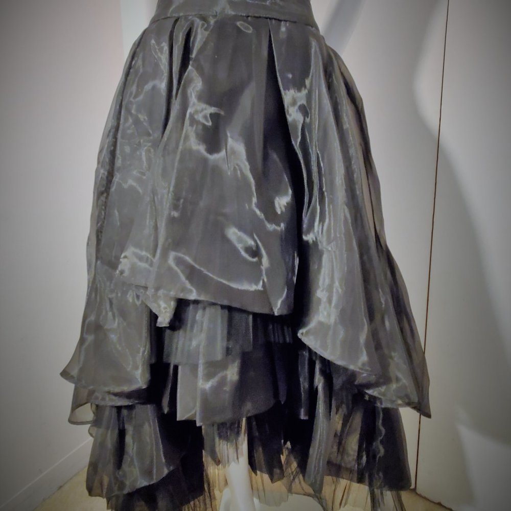 Gracia | High Low Layered Tulle Maxi Skirt | Black | Size S